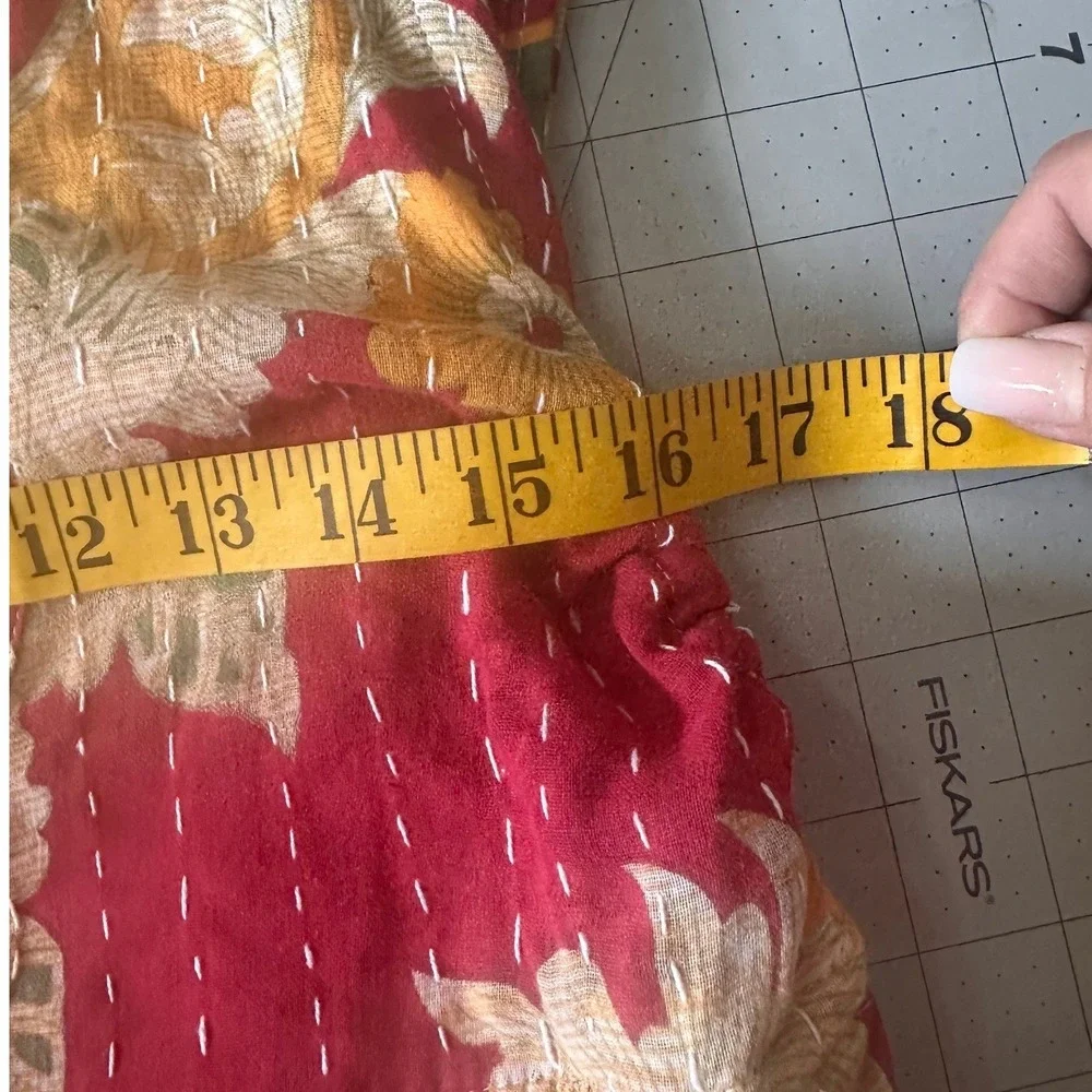 Kantha Karma NWOT Quilted Overalls Size L-XL Gold Floral Patchwork Handcrafted‎